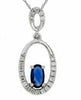 ESTATE .40CT DIAMOND & AAA SAPPHIRE 14KT WHITE GOLD 3D SQUARE CLUSTER PENDANT
