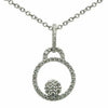 ESTATE .17CT DIAMOND 18KT WHITE GOLD 3D ROUND CIRCULAR FLOWER CLUSTER PENDANT