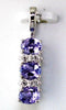 1.06CT DIAMOND & AAA TANZANITE 14KT WHITE GOLD ROUND PAST PRESENT FUTURE PENDANT