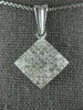 LARGE 1.65CT DIAMOND 14KT WHITE GOLD 3D PRINCESS INVISIBLE SQUARE PENDANT #819