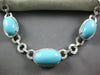LARGE 102.62CT DIAMOND & AAA TURQUOISE 14K WHITE GOLD OVAL & ROUND LOVE NECKLACE