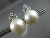 LARGE .60CT DIAMOND & AAA SOUTH SEA PEARL 18K WHITE GOLD 3D FLOWER STUD EARRINGS