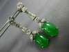 ANTIQUE LARGE 8.10CT DIAMOND & AAA EMERALD 14KT WHITE GOLD LEAF HANGING EARRINGS