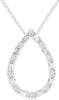 .21CT DIAMOND 14K WHITE GOLD 3D ROUND & BAGUETTE OPEN TEAR DROP FLOATING PENDANT