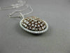 ESTATE LARGE 1.89CT WHITE & PINK DIAMOND 18K 2 TONE GOLD 3D CLUSTER OVAL PENDANT