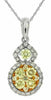 .94CT WHITE & FANCY YELLOW DIAMOND 14KT WHITE GOLD 3D FLOWER HALO ROUND PENDANT