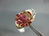 ANTIQUE WIDE .70CT OLD MINE DIAMOND & AAA RUBY 14KT WHITE & ROSE GOLD RING #757