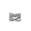 LARGE 1.62CT DIAMOND & AAA EMERALD 18KT WHITE GOLD DOUBLE CRISS CROSS LOVE RING