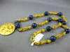 ESTATE LARGE AAA LAPIS 18KT YELLOW GOLD 3D CLASSIC FILIGREE DRAGON FUN NECKLACE