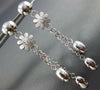 ESTATE LARGE .05CT DIAMOND 18KT WHITE GOLD MATTE & SHINY FLOWER HANGING EARRINGS