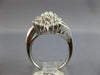LARGE 1.52CT DIAMOND 14KT WHITE GOLD 3D ROUND & BAGUETTE CLUSTER FLORAL FUN RING