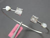 .43CT DIAMOND & AAA MOONSTONE 18KT WHITE GOLD 3D SQUARE FLEXIBLE BANGLE BRACELET