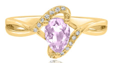 .78CT DIAMOND & AAA PINK AMETHYST 14KT ROSE GOLD 3D PEAR SHAPE & ROUND LOVE RING
