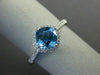 ESTATE 1.29CT DIAMOND & AAA BLUE TOPAZ 14KT WHITE GOLD 3D CUSHION FUN LOVE RING
