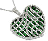 ESTATE 2.48CT DIAMOND & AAA TSAVORITE 14K WHITE GOLD HEART FILIGREE LOVE PENDANT