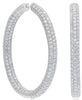 3.08CT DIAMOND 14KT WHITE GOLD 3D CLASSIC 3 ROW INSIDE OUT HOOP HANGING EARRINGS