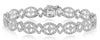 1.42CT DIAMOND 14KT WHITE GOLD ROUND MULTI FLOWER OVAL FILIGREE TENNIS BRACELET