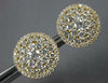 ESTATE LARGE 1.82CT DIAMOND 18K YELLOW GOLD 3D CLUSTER HALO FLOWER STUD EARRINGS