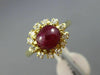 ESTATE 3.26CT DIAMOND & AAA RUBY 18KT YELLOW GOLD 3D HANDCRAFTED FLOWER FUN RING
