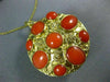 ANTIQUE LARGE AAA CORAL 18KT YELLOW GOLD DOUBLE SIDED FILIGREE PENDANT #16494