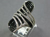 EXTRA LARGE 4.40CT WHITE & BLACK DIAMOND 14KT WHITE GOLD 3D CRISS CROSS FUN RING