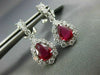 ESTATE 2.12CT DIAMOND & AAA RUBY 18K WHITE GOLD TEAR DROP ROUND HANGING EARRINGS