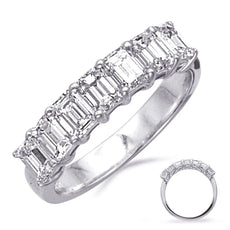 1.65CT DIAMOND 14KT WHITE GOLD EMERALD CUT SHARED PRONG WEDDING ANNIVERSARY RING