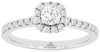 ESTATE .53CT DIAMOND 14K WHITE GOLD 3D ROUND HALO SQUARE CLASSIC ENGAGEMENT RING