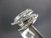 ESTATE WIDE .91CT DIAMOND 18KT WHITE GOLD 3D MULTI ROW CRISS CROSS LOVE RING