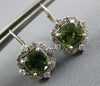 3.31CT DIAMOND & AAA GARNET 14KT WHITE GOLD 3D SQUARE FLOWER HANGING EARRINGS