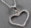 ESTATE .11CT DIAMOND 14KT WHITE GOLD 3D CLASSIC OPEN HEART LOVE FLOATING PENDANT