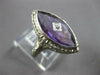 ANTIQUE LARGE 8.03CT OLD MINE DIAMOND & AMETHYST 14KT WHITE GOLD MARQUISE RING