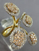 LARGE .75CT DIAMOND 14KT TRI COLOR GOLD 3D CLUSTER MULTI FLOWER CRISS CROSS RING