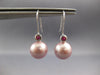 .07CT AAA RUBY & PINK SOUTH SEA PEARL 14KT WHITE GOLD LEVERBACK HANGING EARRINGS