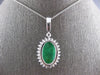 LARGE 8CT DIAMOND & AAA EMERALD 14KT WHITE GOLD 3D OVAL & ROUND PENDANT #27164