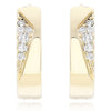 ESTATE .10CT DIAMOND 14KT YELLOW GOLD 3D CLASSIC PAVE TRIANGULAR HUGGIE EARRINGS