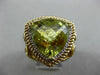 LARGE 12.16CT DIAMOND & AAA GREEN TOPAZ 14KT YELLOW GOLD ROPE FILIGREE HALO RING
