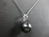 .02CT DIAMOND & TAHITIAN PEARL 14KT WHITE GOLD TEAR DROP APPLE FLOATING PENDANT