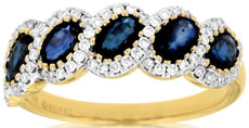 1.77CT DIAMOND & AAA SAPPHIRE 14K YELLOW GOLD 3D OVAL & ROUND INFINITY LOVE RING