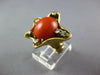 ESTATE .26CT DIAMOND & AAA CORAL 18KT YELLOW GOLD OVAL & ROUND STARFISH FUN RING
