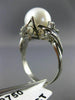 ESTATE LARGE .12CT DIAMOND & AAA SOUTH SEA PEARL PLATINUM 3D FLOWER RING #21817