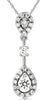 .24CT DIAMOND 14K WHITE GOLD 3D ROUND TEAR DROP BY THE YARD FUN FLOATING PENDANT