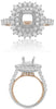 LARGE 1.25CT DIAMOND 14KT WHITE & ROSE GOLD 3D ROUND SEMI MOUNT ENGAGEMENT RING