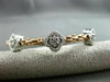 ESTATE 1.30CT DIAMOND 14KT WHITE & ROSE GOLD 3D FLOWER FLEXIBLE BANGLE BRACELET