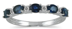 1.04CT DIAMOND & AAA SAPPHIRE 14KT WHITE GOLD 3D ROUND & OVAL ANNIVERSARY RING