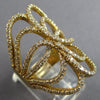 ESTATE EXTRA LARGE 1.27CT DIAMOND 14KT YELLOW GOLD 3D MULTI ROW FLORAL LOVE RING