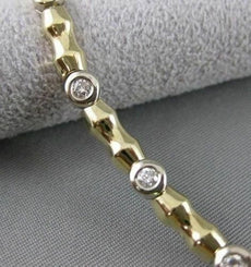 ESTATE .85CTW DIAMOND 14K WHITE YELLOW GOLD BAMBOO LINK BRACELET 4MM WIDE #10186