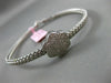 ESTATE .50CT DIAMOND 14KT WHITE GOLD 3D FLOWER MESH FLEXIBLE BANGLE BRACELET