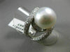 ESTATE EXTRA LARGE 3CT DIAMOND & AAA SOUTH SEA PEARL 18K WHITE GOLD RING 20571