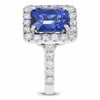 ESTATE LARGE 7.16CT DIAMOND & AAA SAPPHIRE 18K WHITE GOLD SQUARE ENGAGEMENT RING